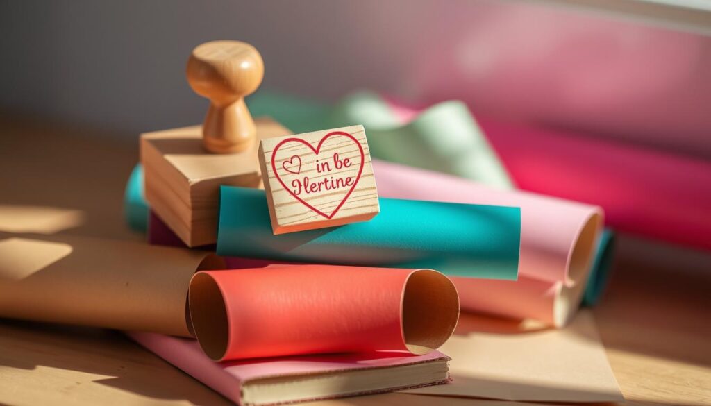 Herz-Stempel mit Papprollen