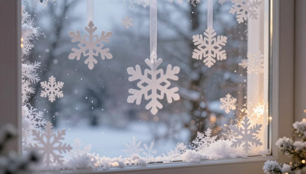 Schneeflocken Dekoideen Fenster