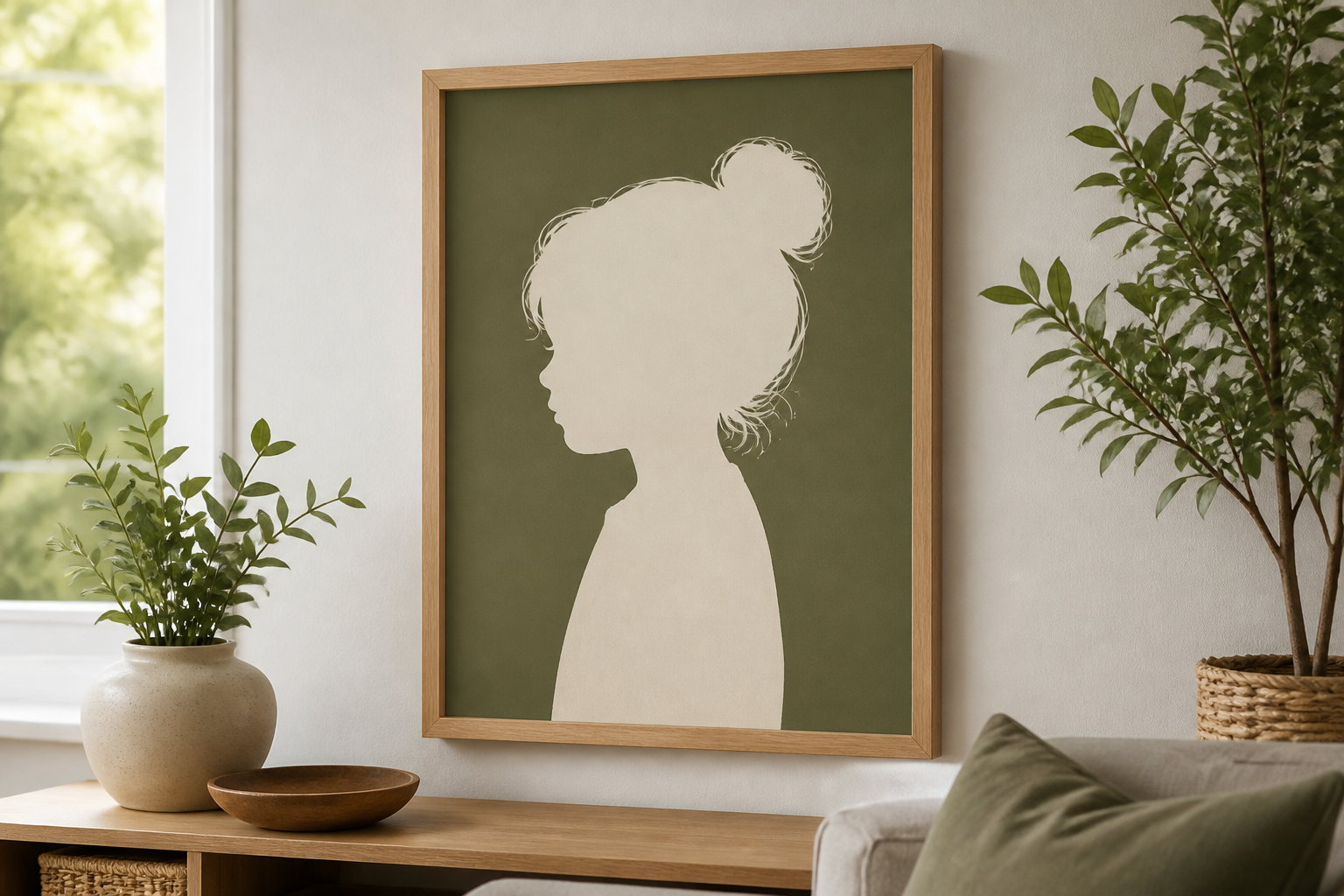 Bastelideen Geschenke Weihnachten als stilvolle Enkel-Silhouette an der Wand