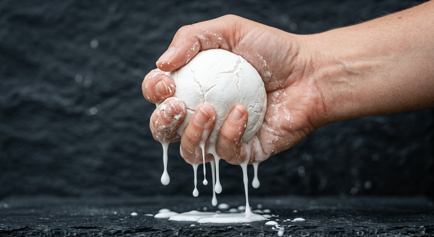 Speisestärke-Schleim beim Schleim selber machen ohne Borax mit flüssigem und festem Zustand