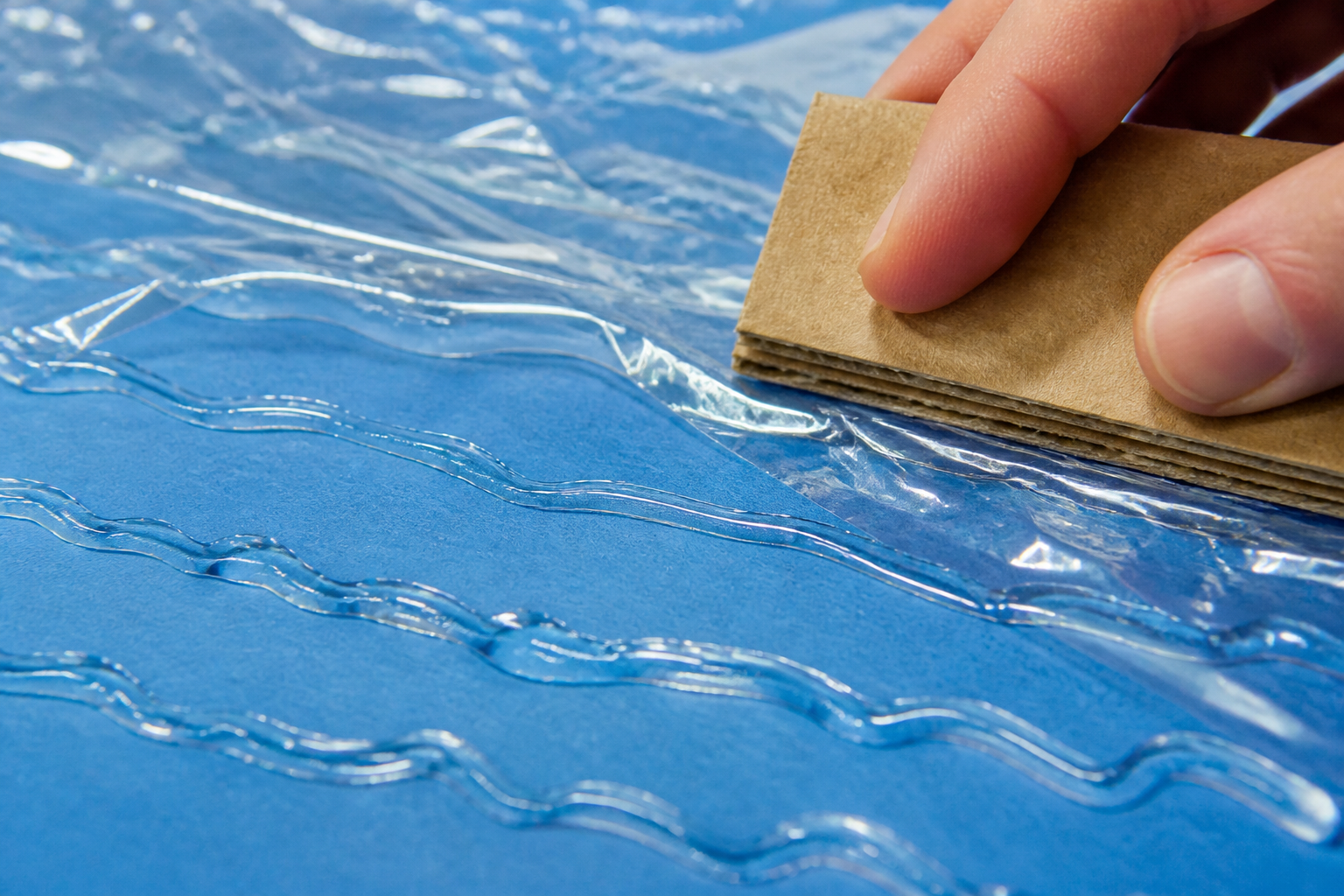 Wasser basteln mit Heißkleber und Folie für einen realistischen 3D-Welleneffekt